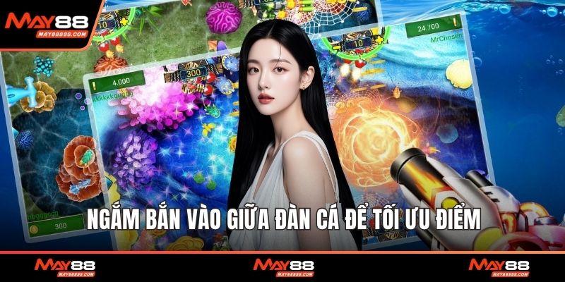 Ngắm bắn vào giữa đàn cá để tối ưu điểm